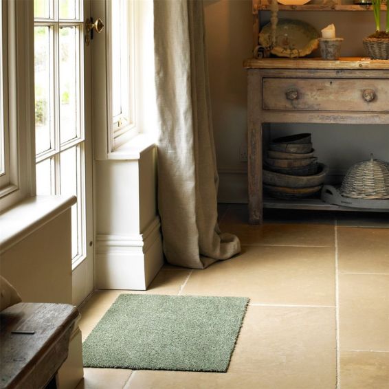 Multi Grip Washable Plain Doormat in Sage Green