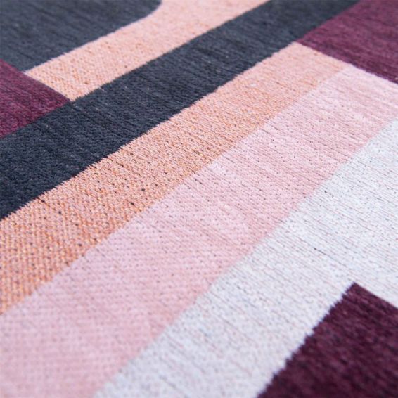 Louis De Poortere Geometric Nuance Module Rugs 9209 in Pink Rohe