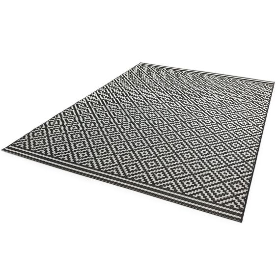 Patio Diamond PAT12 Geometric Outdoor Rugs in Black White