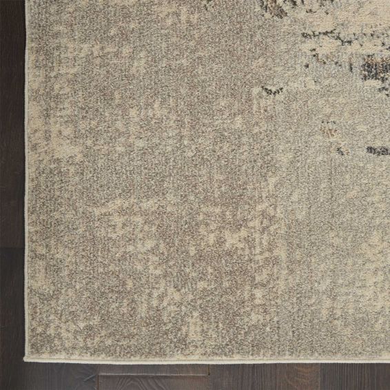 Celestial Abstract Hallway Runner Rug CES02 in Ivory Grey by Nourison