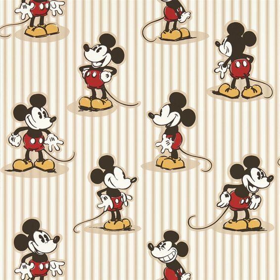 Mickey Stripe Wallpaper 217273 by Disney Home x Sanderson in Peanut