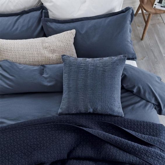 Serein Cushion by Bedeck of Belfast Rare Earth in Chalk indigo