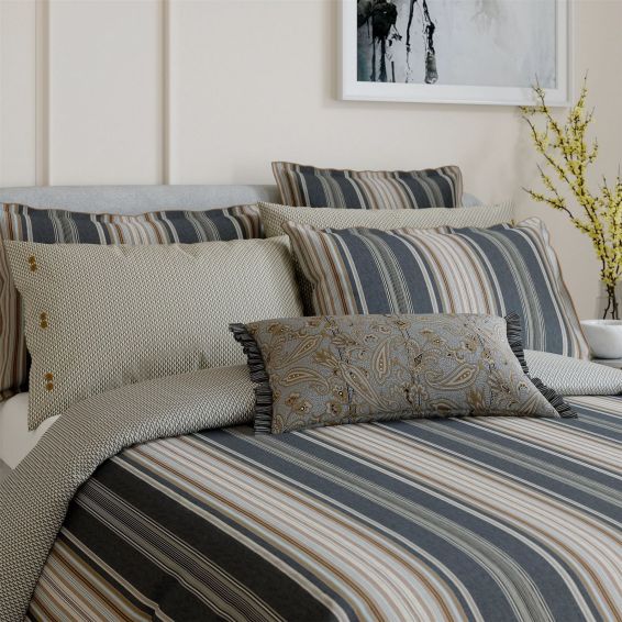 Oscar Paisley Cushion by Bedeck of Belfast in Charcoal Tan
