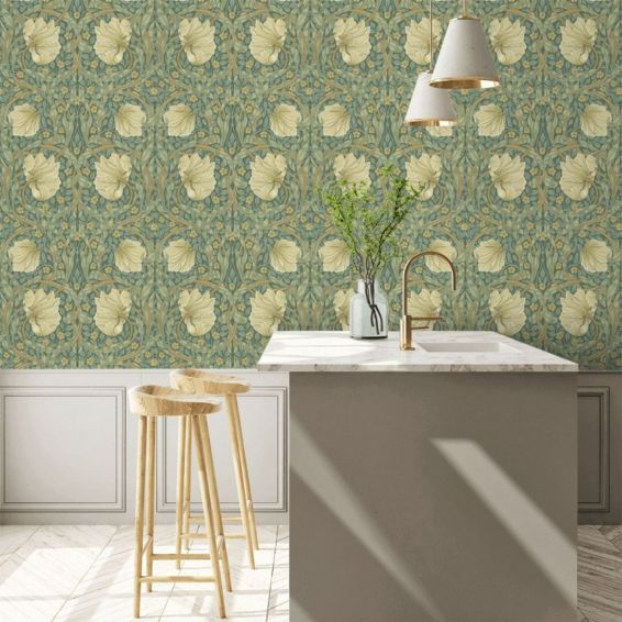 Pimpernel Wallpaper 210389 by Morris & Co in Privet Slate