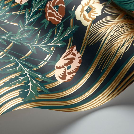 Bluebell Wallpaper 3010 by Cole & Son in Teal Gold Coral