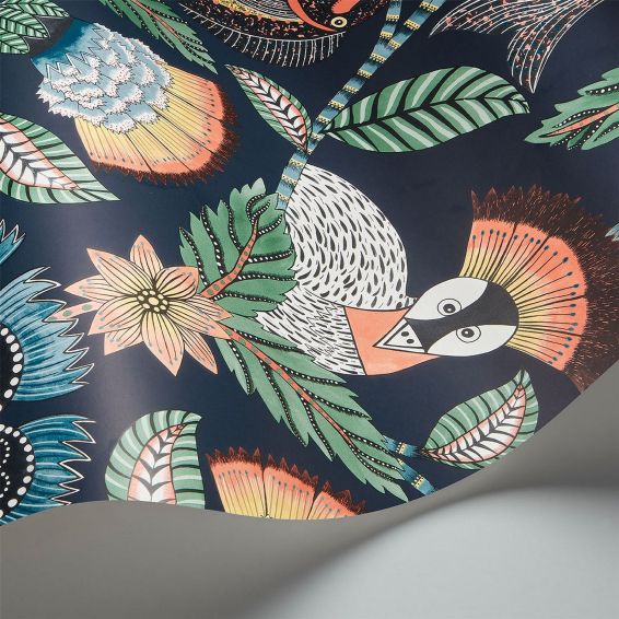 Nene Wallpaper 119 8037 by Cole & Son in Tangerine Forest Green Petrol Ink