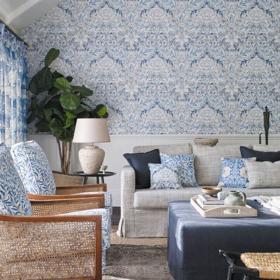 Severn Wallpaper 217075 by Morris & Co in Woad Blue