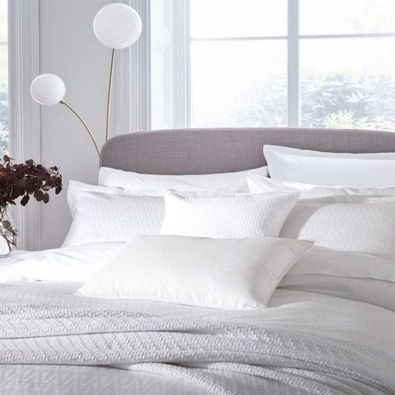 Kham Jacquard Geometric Cotton Cushion in White