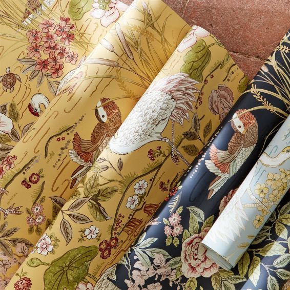 Crane and Frog Wallpaper 217124 by Morris & Co in Honey Olive