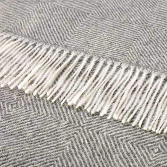 Lana Alpaca Fleece Diamond Herringbone Throw by LuxeTapi in Grey