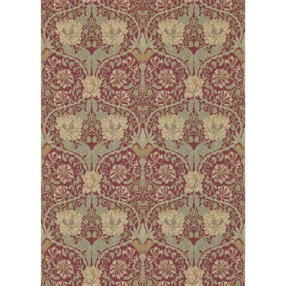 Honeysuckle and Tulip 214700 Wallpaper by Morris & Co in Red Gold