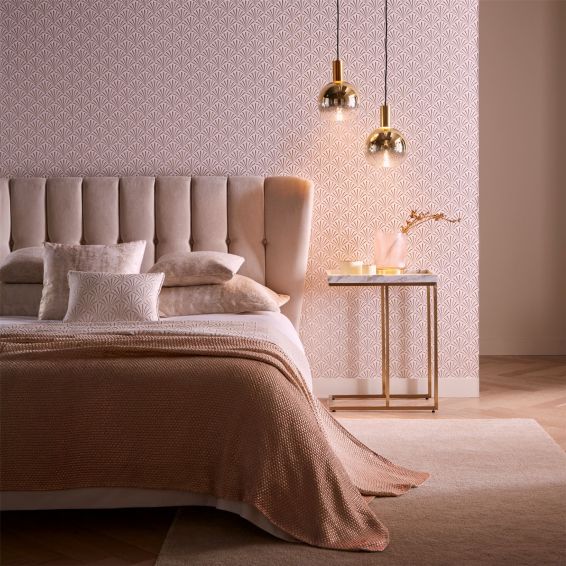 Chrysler Wallpaper W0164/03 by Clarke & Clarke in Rose Gold