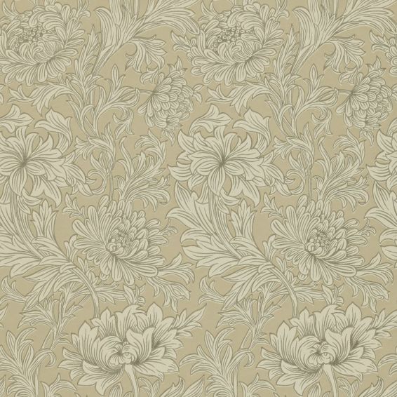 Chrysanthemum Toile Wallpaper 103 by Morris & Co in Ivory Gold