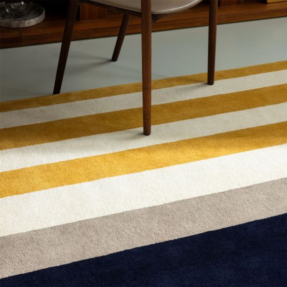 Ralli Wool Stripe Rugs 132606 by Marimekko in Yellow