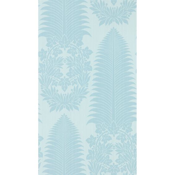 Marsdens Palm Damask Wallpaper 313023 by Zoffany in Blue Stone