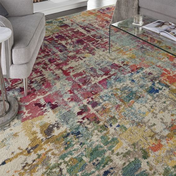 Celestial Modern Abstract Circle Round Rugs CES13 PNMTC by Nourison
