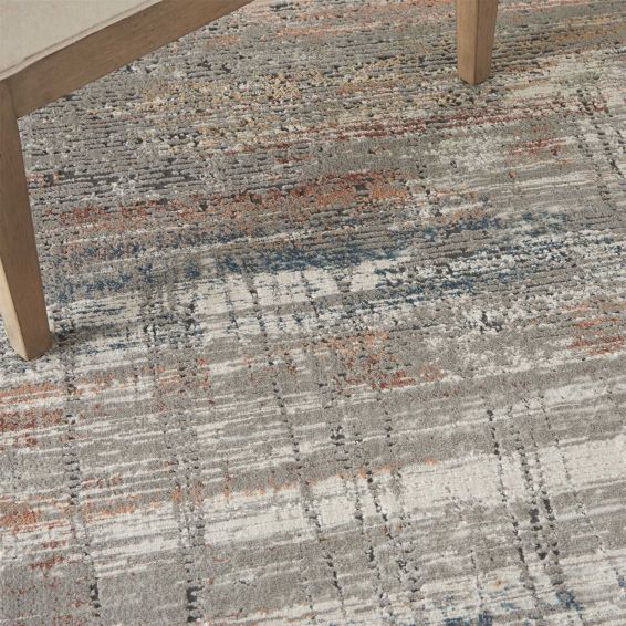 Rustic Textures RUS12 Abstract Rugs in Grey Multicolour