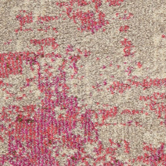 Celestial Abstract Hallway Runner Rug CES02 in Ivory Pink by Nourison