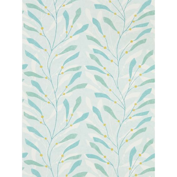 Sea Kelp Wallpaper 216566 by Sanderson in Aqua Linen