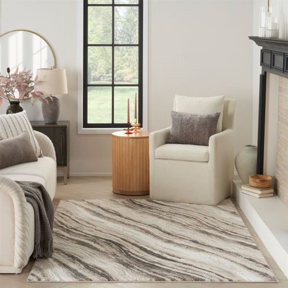 Sustainable Trend SUT05 Abstract Rugs by Nourison in Beige Grey