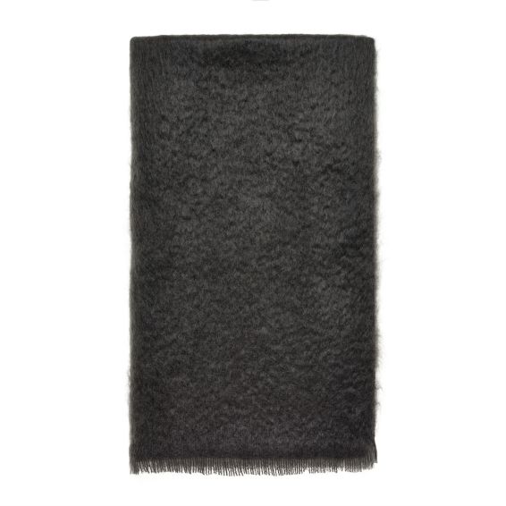 Moseley Mohair Plain Throw by LuxeTapi in Gun Metal Grey