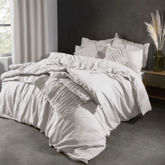 Lazy Linen Bedding Plain White Duvet Cover and Pillowcase