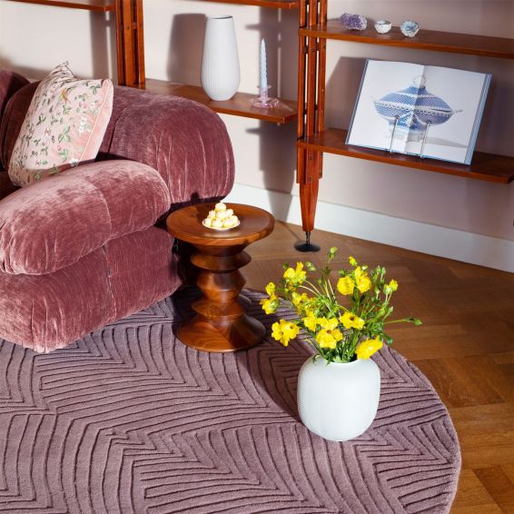 Folia Round Wool Rugs 038902 by Wedgwood in Mink Brown