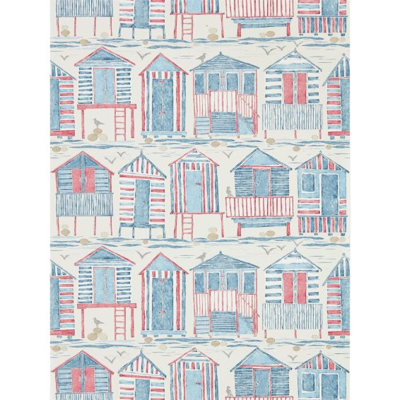 Beach Huts Wallpaper 216559 by Sanderson in Nautical Blue