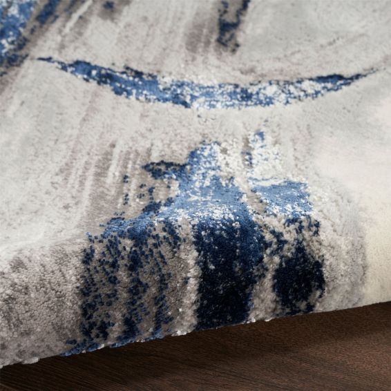 Brushstrokes BSK02 Abstract Runner Rug by Nourison in Grey Navy