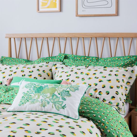 Leopard Dot Bedding by Scion in Mint Leaf Green