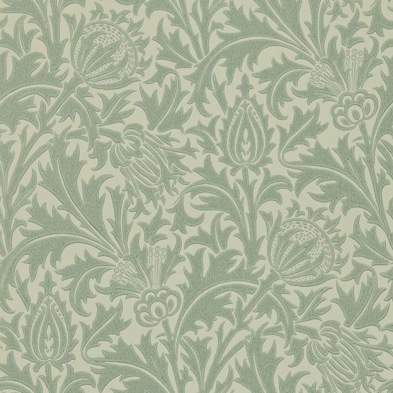 Thistle Wallpaper 105 by Morris & Co in Eggshell Ivory White