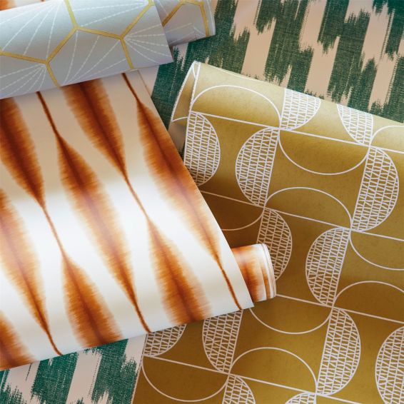 Kasuri Ikat Wallpaper 111935 by Scion in Chill Red