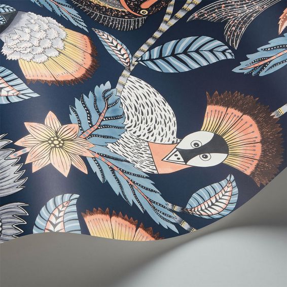 Nene Wallpaper 119 8038 by Cole & Son in Terracotta Cerulean Blue Heath Grey Midnight