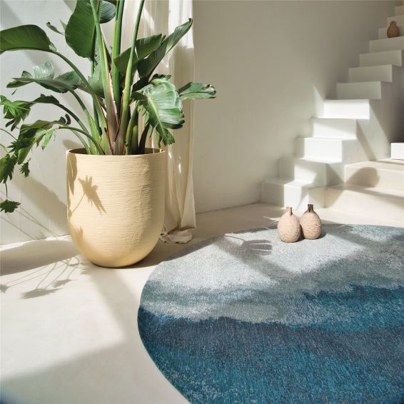 Louis De Poortere Designer Lagoon Round Rugs in 9332 Inkjet