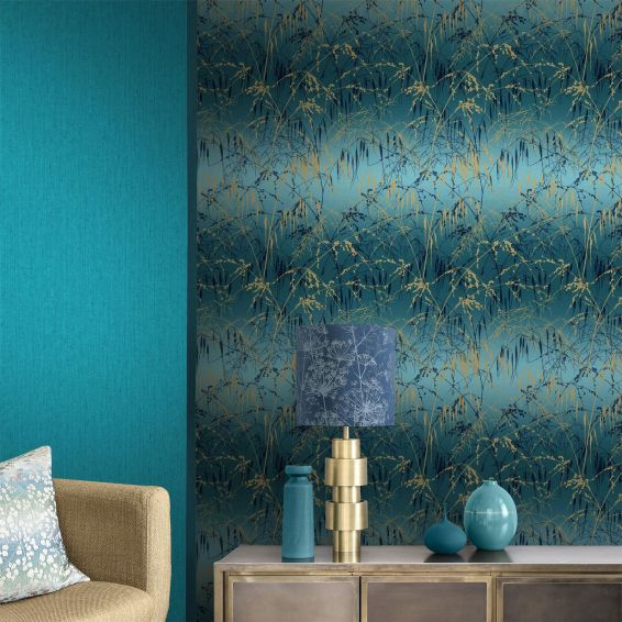 Tisbury Plain Wallpaper 120392 by Clarissa Hulse in Teal Blue