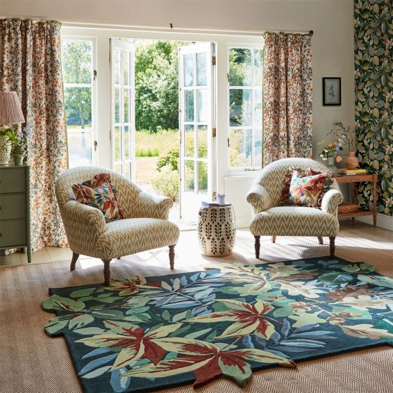 Robins Wood Wool Rug 146508 by Sanderson in Forest Green