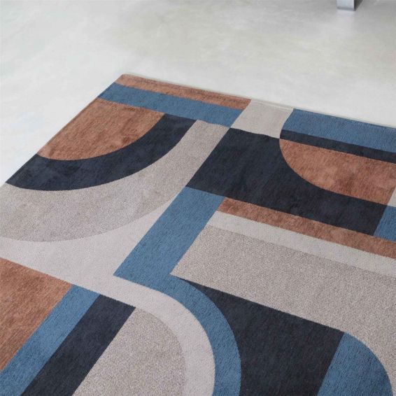 Louis De Poortere Geometric Nuance Module Rugs 9196 in Camel Blue