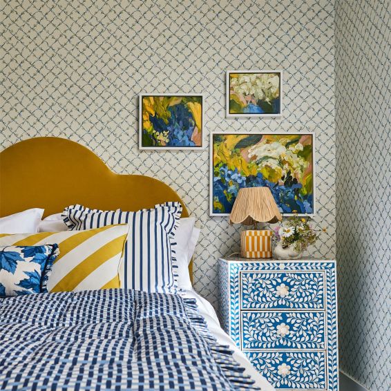 Daisy Trellis Wallpaper 113044 by Harlequin X Sophie Robinson in Lapis Pearl
