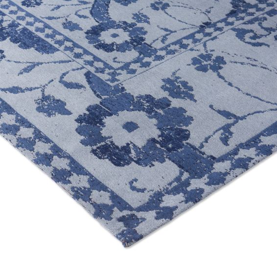 Newborough Jacquard 081608 Rug by Laura Ashley in Dark Seaspray Blue