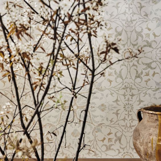 Pure Net Ceiling Wallpaper 216037 by Morris & Co in Stone Chalk