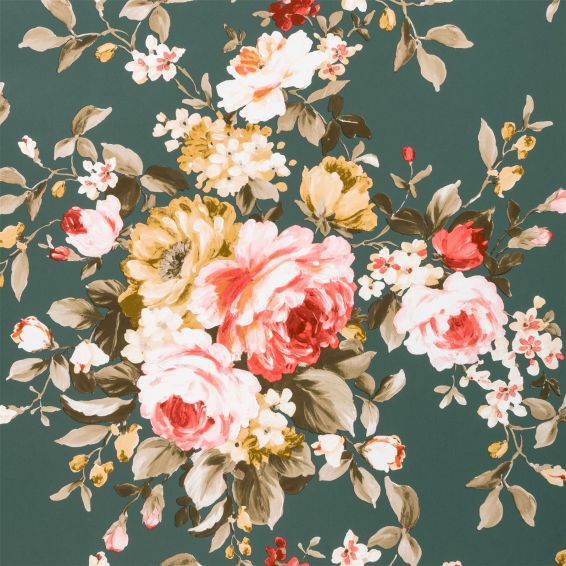 Emeline Wallpaper W0081 05 by Clarke and Clarke in Jade Green