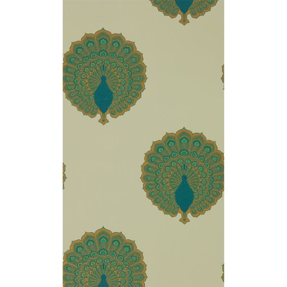Kalapi Peacock Wallpaper 216757 by Sanderson in Teal Green Blue