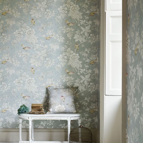 Chiswick Grove 216388 Wallpaper by Sanderson in Silver Grey