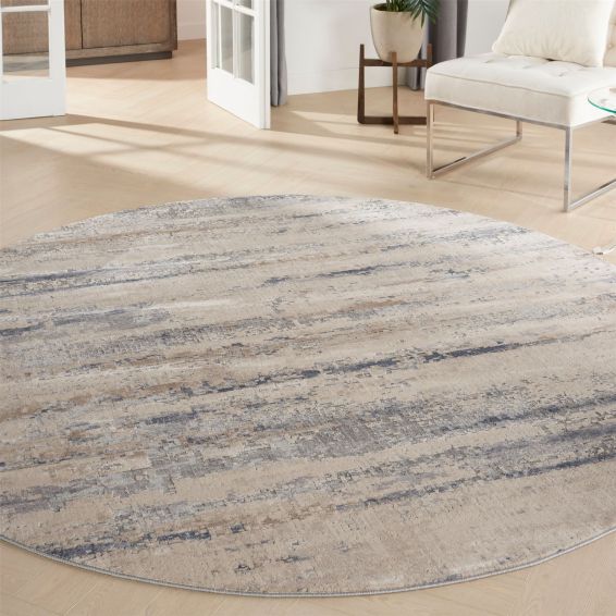 Rustic Textures RUS04 Abstract Circle Rugs in Beige Grey