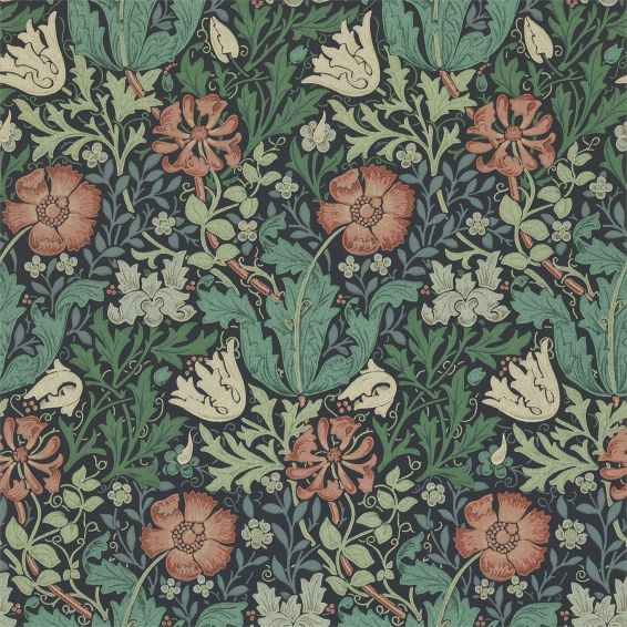 Compton Wallpaper 210421 by Morris & Co in Indigo Russet