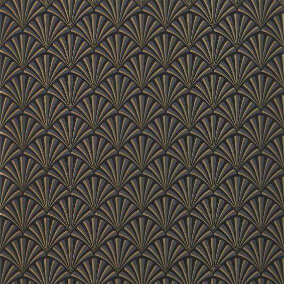 Chrysler Wallpaper W0164/01 by Clarke & Clarke in Noir Black