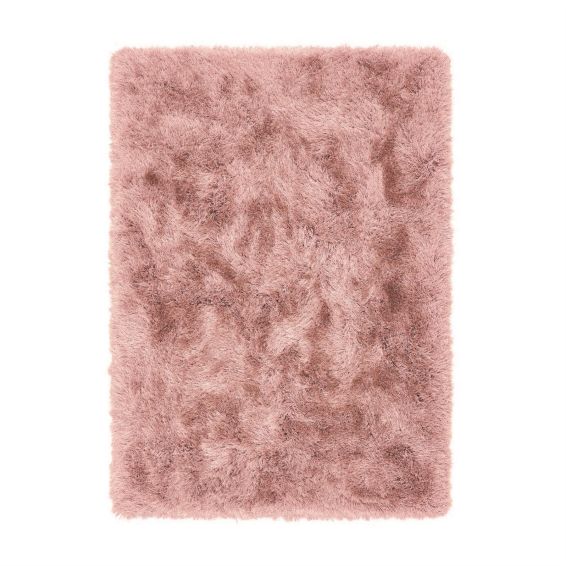 Extravagance Shaggy Modern Plain Rugs in Rose Pink