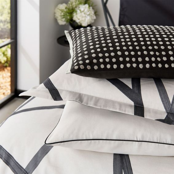 Sumi Spot Cushion by Morris & Co in Pearl & Charcoal Grey