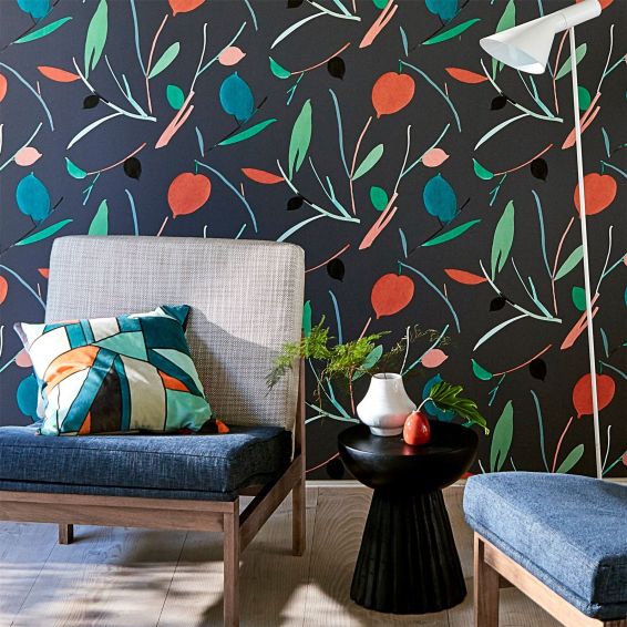 Oxalis Wallpaper 111997 by Scion in Pimento Marine