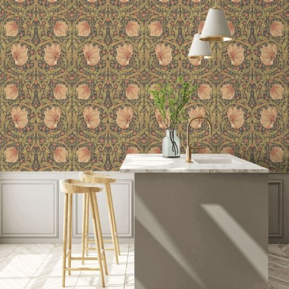 Pimpernel Wallpaper 210387 by Morris & Co in Bullrush Russet